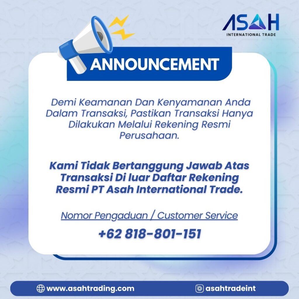 STOP! Jangan Transfer Sebelum Cek Rekening Resmi PT. ASAH International Trade, ini